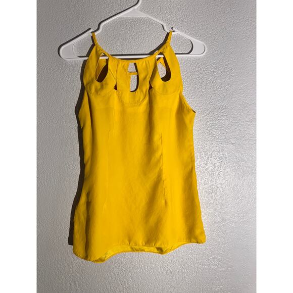 Loeffler Randall Yellow Cutout Silk Blouse Size 6 - Picture 7 of 7
